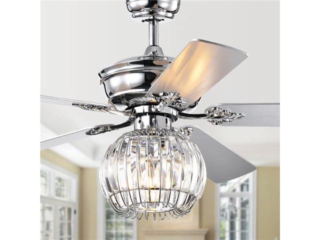 Warehouse Of Tiffany Cfl 8388remo C 52 In Dalinger Lighted Ceiling Fan With Globe Crystal Shade Chrome