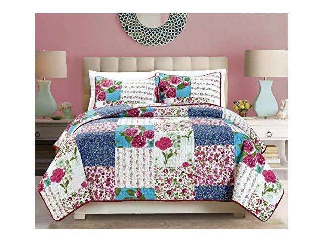 2piece Fine Printed Quilt Set Reversible Bedspread Coverlet Twin