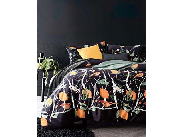Eikei Modern Vintage Retro Mod Print Bedding Egyptian Cotton Eikei Modern Vintage Retro Mod Print Bedding Egyptian Cotton Duvet Cover Set Minimalist Chic Botanical Design