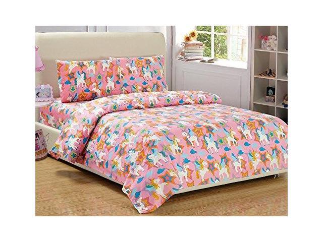Fancy Collection 6pc Twin Size Comforter Set Unicorn Pink Purple