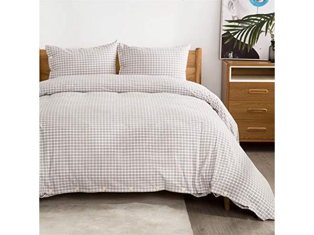 Bedsure 100 Washed Cotton Duvet Cover Sets Twin Size White