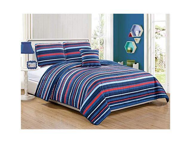 Mk Collection 3pc Twin Size Reversible Coverlet Bedspread Set
