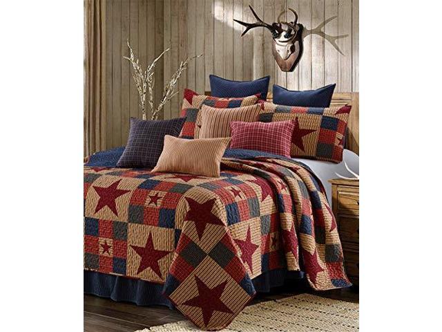 Virah Bella 3 Piece Mountain Cabin Stars Rustic 3 Piece Quilt And