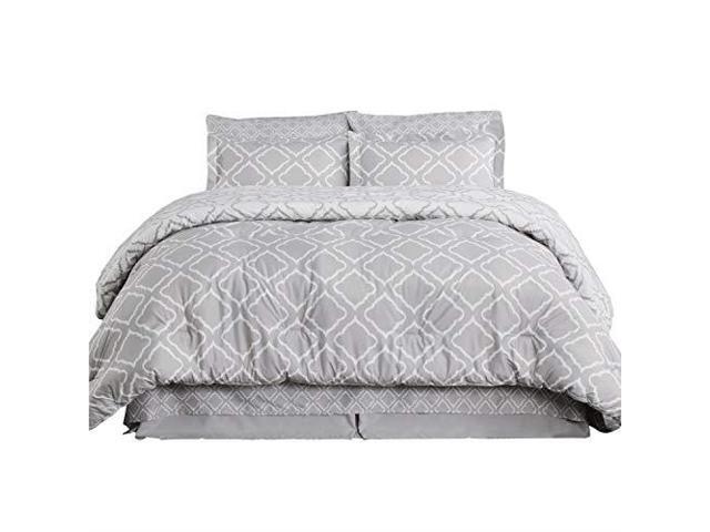 Bedsure 6 Pieces Quatrefoil Pattern Down Alternative Comforter Set