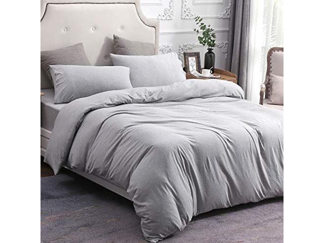 Pure Era Duvet Cover Set Cotton Jersey Knit Ultra Soft Home Bedding 1 With Pillow Sham Solid Grey Twin Newegg Com