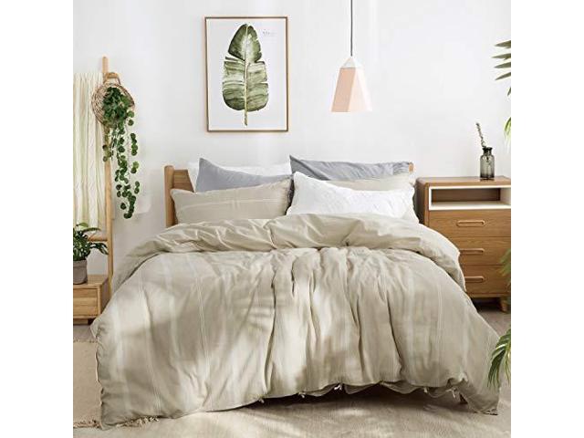 Bedsure Striped 45 Cotton Amp 55 Linen Duvet Cover Twin Size Set