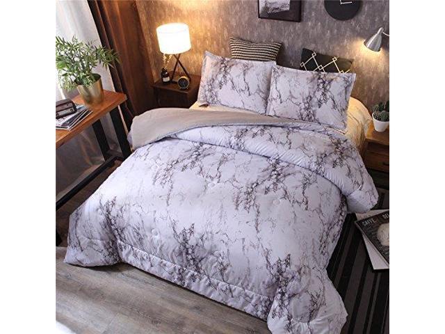 Yousa Marble Duvet Sets 3pc Queen Lightweight Comforter Set Hotel