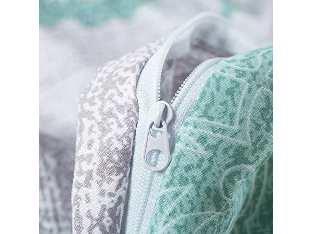 3pcs, Queen Size Reversible with Gray and Turquoise Soft Microfiber Bedding with Zipper Closure Grey Teal Duvet Cover Set Wake In Cloud