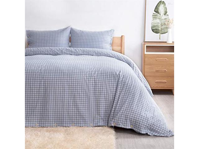 Bedsure 100 Washed Cotton Duvet Cover Sets Twin Size White