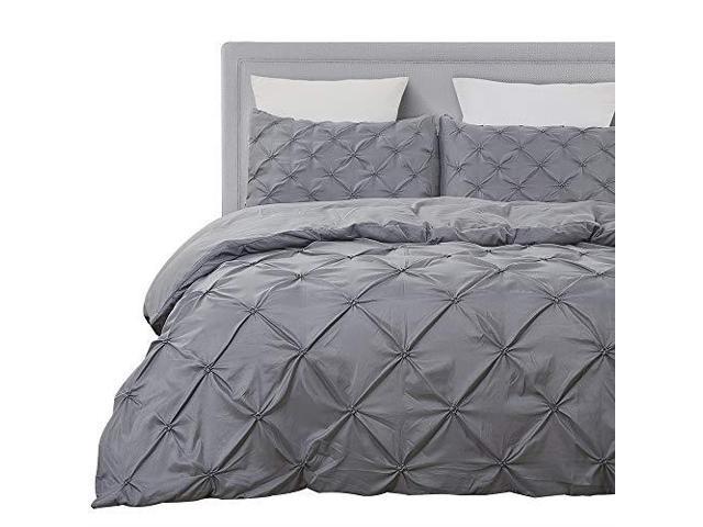 Vaulia Soft Microfiber Duvet Cover Sets White Pintuck Pinch Pleat