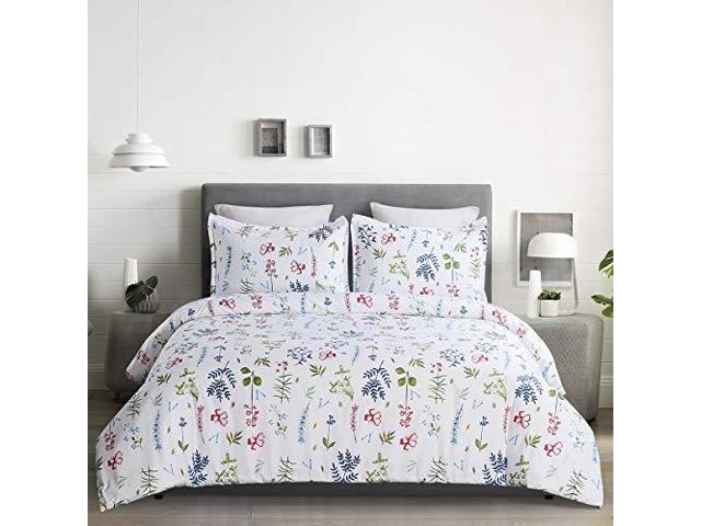 Yepins Microfiber Duvet Cover Set With Zipper Closure Floral Print