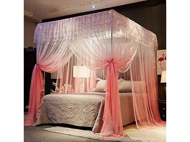 Nattey 4 Corner Poster Princess Bed Curtain Canopy Canopies For