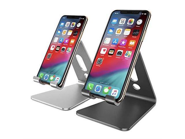 Omoton 2 Pack Cell Phone Stand Holder For Desk Desktop Compatible All Iphone And Android Smartphone Silver Newegg Com