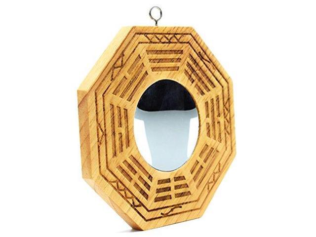 Feng Shui Wood Bagua Mirror 4 Inch Concave