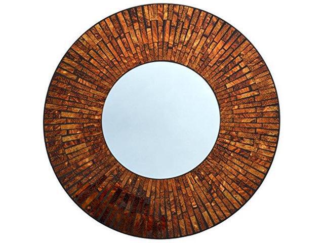 Lulu Decor Baltic Amber Mosaic Wall Mirror Decorative Handmade Beveled Round Diameter 235 115 Perfect For Housewarming Gift Lp301
