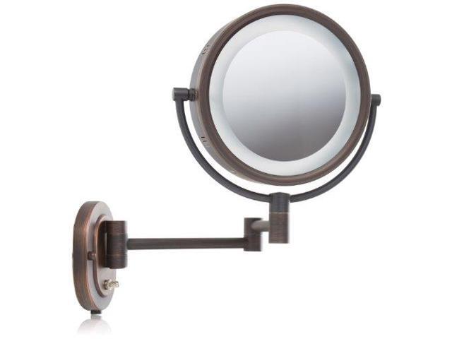 Jerdon Hl65g 8inch Lighted Wall Mount Makeup Mirror With 5x Magnification Bright Brass Finish Newegg Com