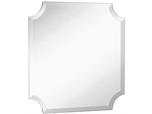 Beveled Scalloped Edge Rectangular Wall Mirror 1 Inch Bevel Curved Corners Rectangle Mirrored Glass Panel For Vanity Bedroom Or Bathroom Hangs