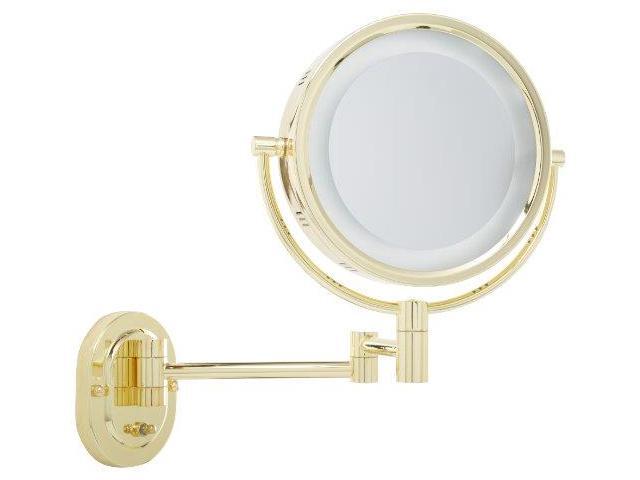 Jerdon Hl65g 8inch Lighted Wall Mount Makeup Mirror With 5x Magnification Bright Brass Finish Newegg Com