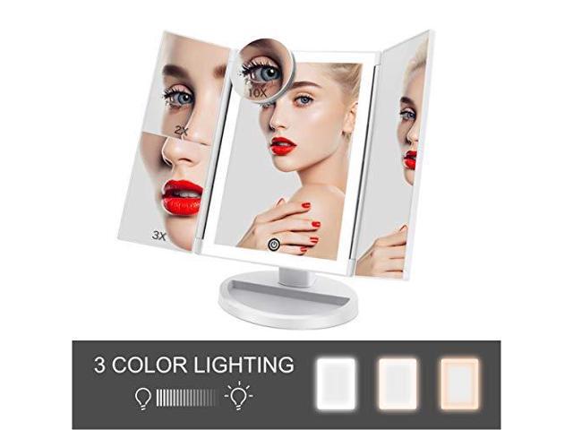 Trifold Lighted Makeup Mirror 3 Color Lighting 36 Leds Vanity With Newegg Com