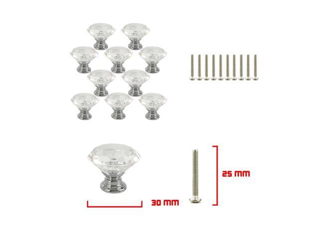 10 Pieces Hardware Drawer Knob Pull Handle Crystal Glass Diamond