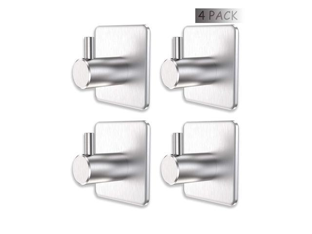 3m Adhesive Hooks 4 Pack Metal Large For Hanging Coats Storage Wall Mount Command Heavy Duty Hangers Without Nails Organizer Closet Brushed