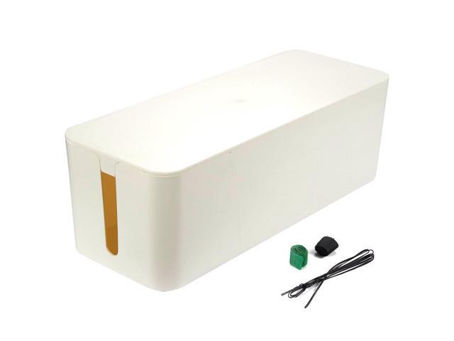 Cable Management Box Desk Organizer Power Cord Wire Surge Protector For Home Or Office White 15 94 X 5 31