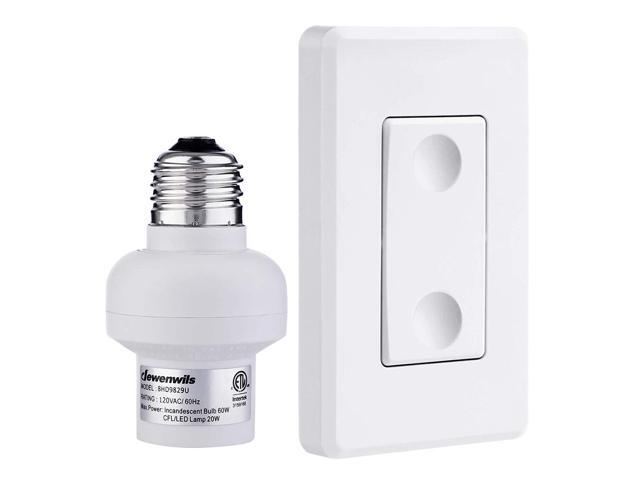 Dewenwils Remote Control Light Lamp Socket E26 E27 Bulb Base Adapter No Wiring Wall Mounted Wireless Controlled Ceiling Switch Fixture