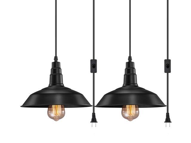 Fadimikoo Plug In Pendant Light E26 E27 Industrial Hanging Lights Vintage Fixture With 13 12ft Cord On Off Switch 2 Pack