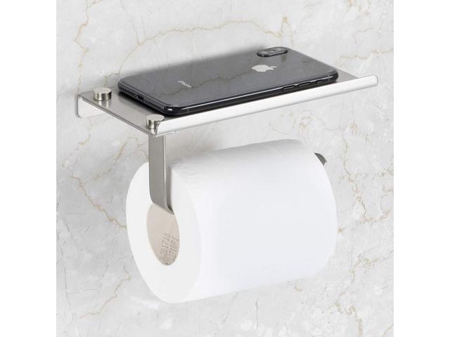 Bosszi Toilet Paper Holder With Phone Shelf Wall Mounted Sus304 Stainless Steel Bathroom Accessories Tissues Roll Dispenser Storage Rack Brushed