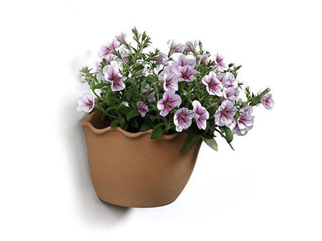 T4u Resin Wall Planter Marble Gray Small Mounted Garden Plant Flower Pot Basket Container Indoor Outdoor Use For Orchid Herb Aloe Succulent