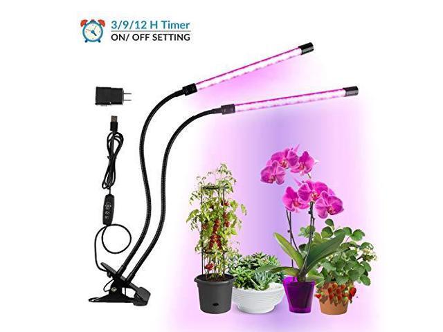 2019 Upgraded Grow Light 20w 60 Led 9 Dimmable Levels Free Usb Adopter Dual Head Desk Lamp For Small Succulent Garden And Green House Clamp