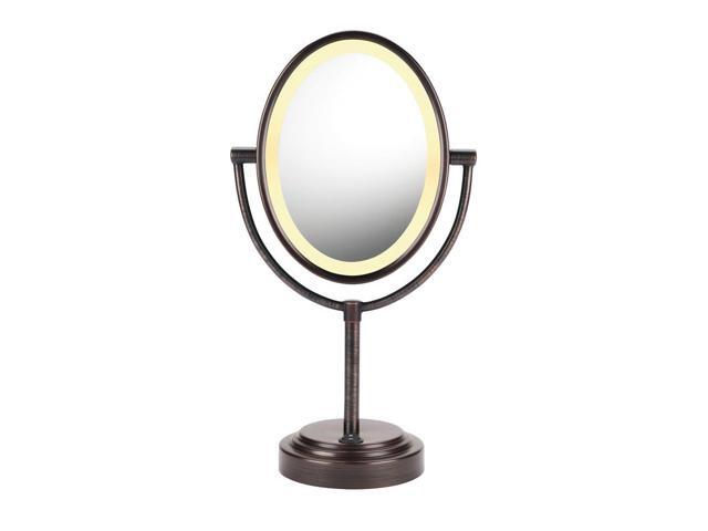 Conair Double Sided Lighted Makeup Mirror Vanity 1x 7x Magnification Oiled Bronze Finish Newegg Com