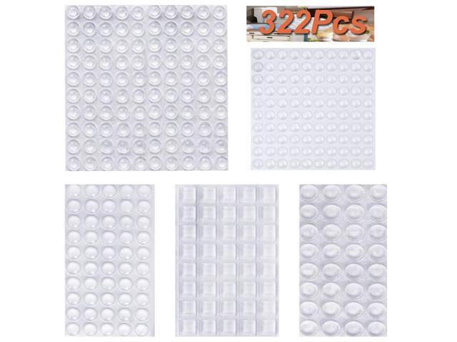 5 Sizes 322pcs Cabinet Door Bumpers Self Adhesive Clear Rubber