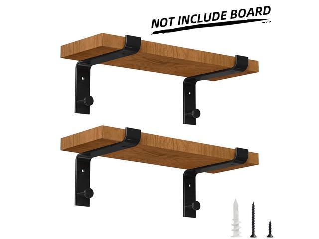 Specially Designed Metal Shelf Brackets 8 Inch Heavy Duty Floating Support Modern Rustic Wall Black 4 Pack