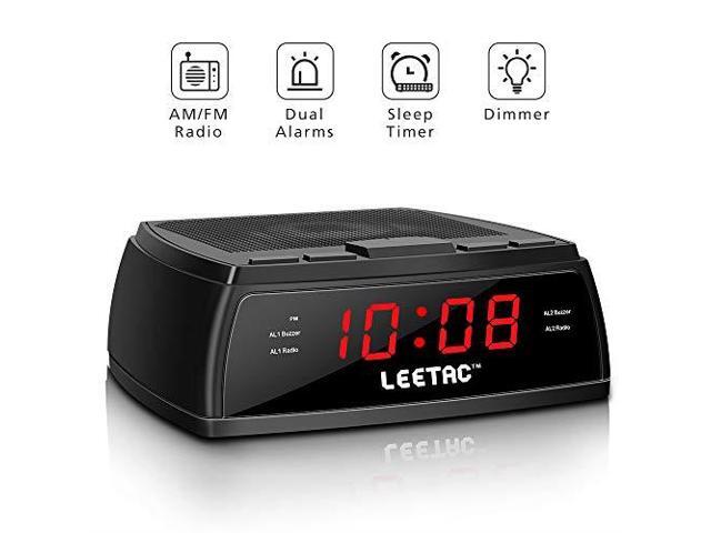 Dual Alarm Clock Preset 10AM//FM Radio Big LED Display Digital Time Snooze Music