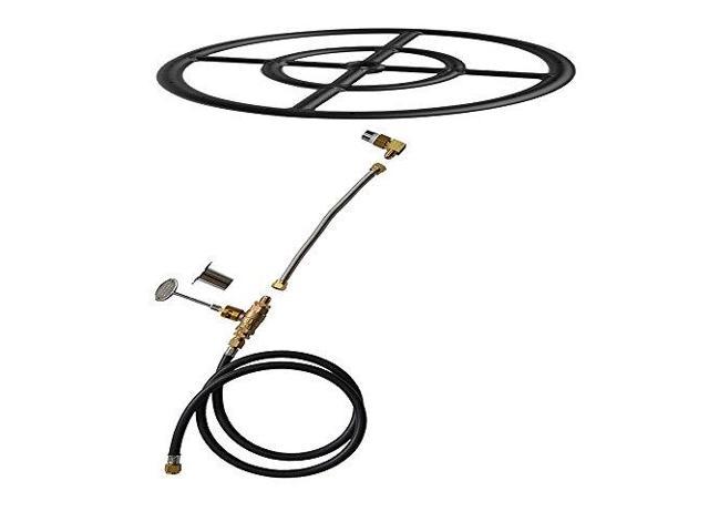 Natural Gas Fire Pit Burner Ring Installation Kit Black Steel 30inch