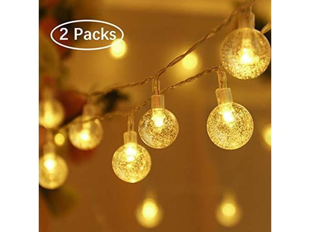 Battery Operated Led String Lights 2packs 148ft 40 Crystal Lightswaterproof Indoor Outdoor Globe Fairy 8 Modes Decorative