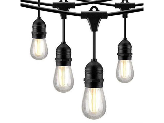 49ft Led Outdoor String Lights Heavyduty Waterproof Dimmable 15 Hanging Sockets 15w Edison Vintage Bulb Commercial Grade Create Cafe