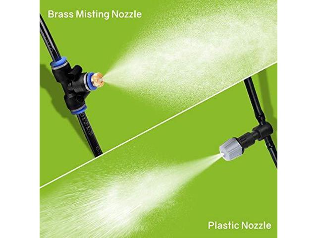 59ft(18M) Patio Misting Kit with 19 Brass Mist Nozzles for Patio Garden Greenhouse Trampoline for Waterpark Outdoor Misting Cooling System