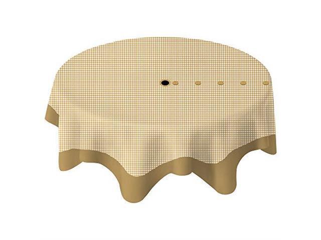 Indoor Outdoor Patio Tablecloth With Hole For Umbrella 48 Inch Round Yellow White Checked Newegg Com