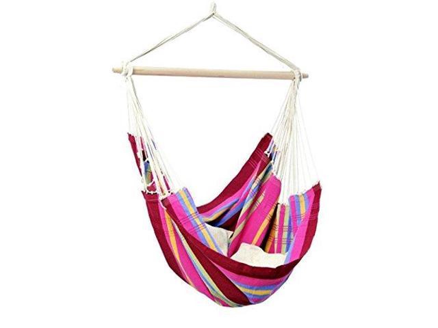 Brazil Hanging Hammock Chair Indoors And Outdoors Recycled Cottonpolyester Blend Canvas Handwoven Sorbet 68quot L X 42quot W Holds Up To 240lbs