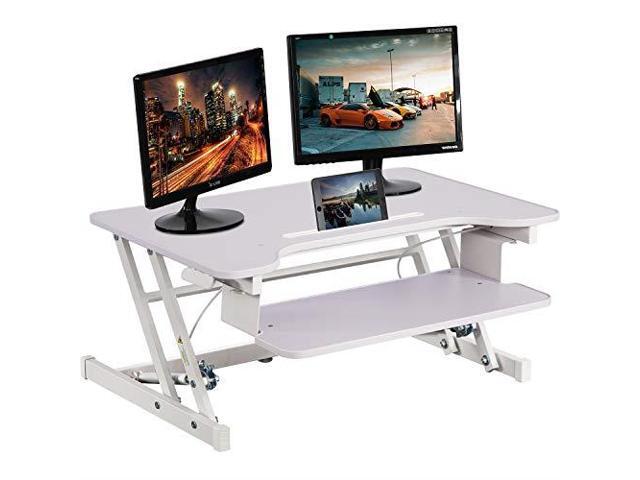 Standing Desk Converter Computer Workstation Adjule Height Home Office Sit Stand Dual Laptop Monitor Riser 32 Inches Newegg Com