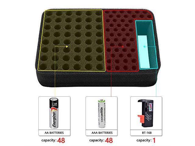 Holds 48 Batteries AA for Sale is Case Only COMECASE Hard Battery Organizer Storage Box Carrying Case Bag