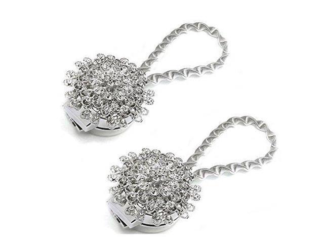 2 Pack Magnetic Curtain Tiebacks Decorative Crystal Peacock