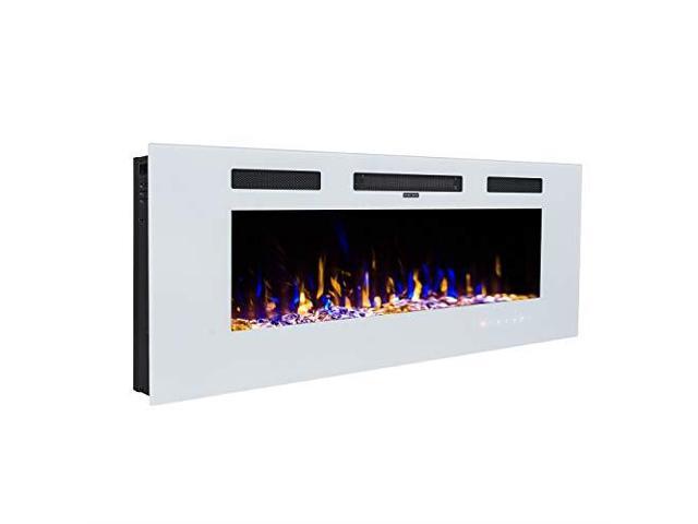 40 Inches Electric Fireplace Wall Recessed Heater Crystal Stone