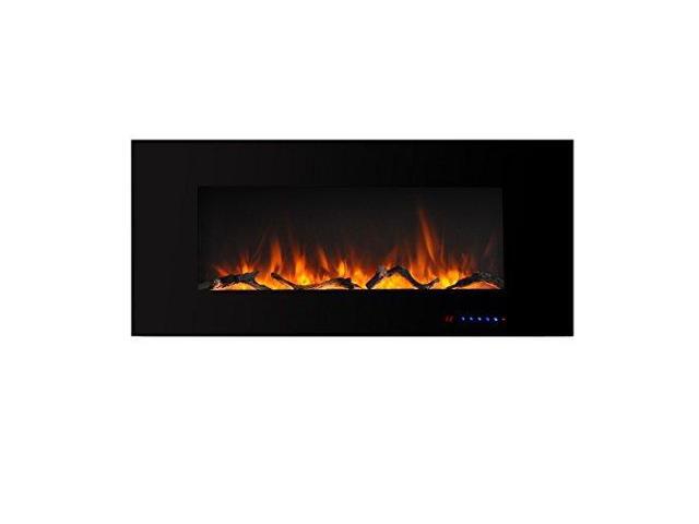 42 Inches Wall Mounted Electric Fireplace With Timer Thermostat And Touch Screen Remote Control Logset Crystal 1500w Heater Black Newegg Com