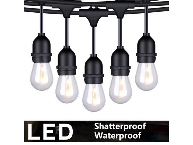 Foxlux Outdoor String Lights 48 Ft Shatterproof And Waterproof Heavy Duty Led 15 Hanging Sockets 1 W Plastic Bulbs Create