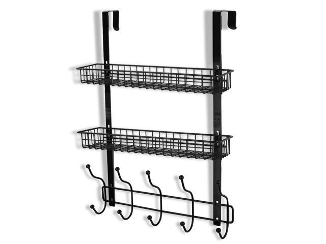 Coat Rack Milijia Over The Door Hanger With Mesh Basket Detachable Storage Shelf For Towels Hats Handbags Coats Black 2 Layer Newegg Com