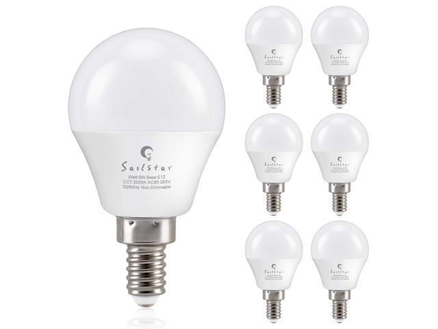 Sailstar Candelabra Led Light Bulbs 60 Watt Equivalent Daylight White 5000k E12 Base 6 A15 For Ceiling Fan Vanity Mirror