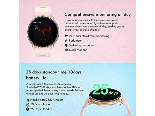 Smart Watch Uwatch2 Bluetooth Smartwatch For Men Women Kids Compatible Android Ios Ip67 Waterproof Fitness Activity Tracker With Heart Rate Monitor 2 Bands Newegg Com